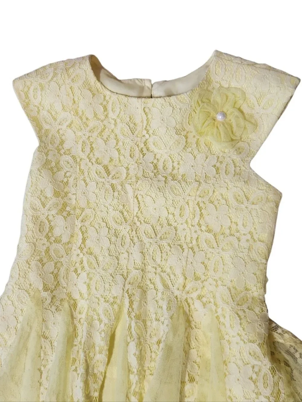 Jona Michelle Dress Size 8 Yellow Lace Sleeveless Long Fit and Flare